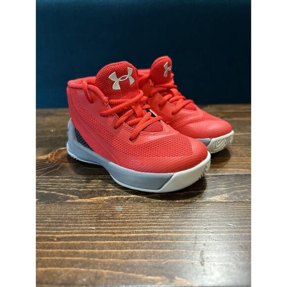 EUC Under Armour Steph Curry RED Toddler‎ Sneakers - Size 5 - Picture 1 of 6